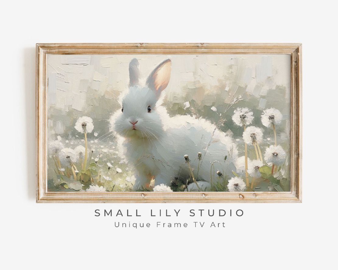 White Bunny in Dandelions  Art