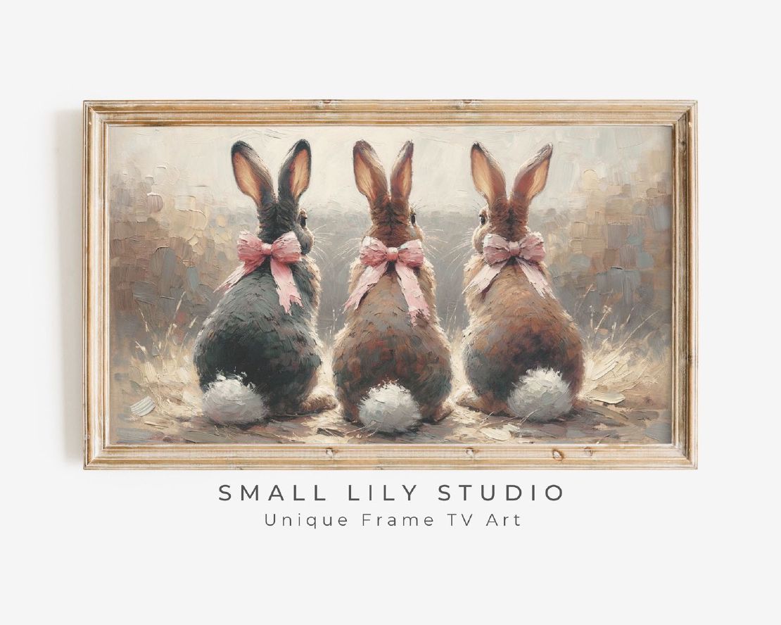 Bunnies with Pink Bows  Art